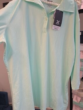 Men's Mint Green Long-Sleeve Polo Shirt
